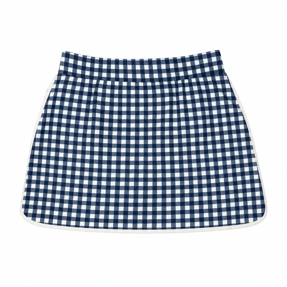 J. Crew Gingham Skirt Womens Size S Small Blue White Grid A-Line Casual Preppy
